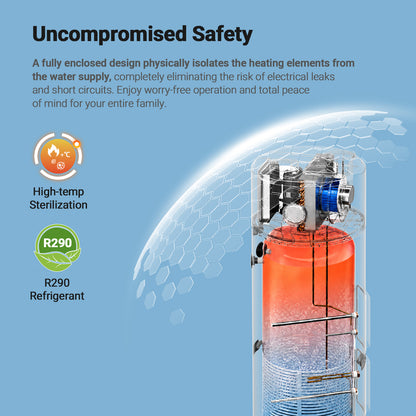 WARMBLU Hephea F200 200L Air-source Heat Pump Water Heater COP 4.2 features Energy Class A+ rating, quiet operation (under 46dB), WiFi control, Intelligent sterilization function, and uses R290 Domestic Hot Water Heat Pump & Boiler